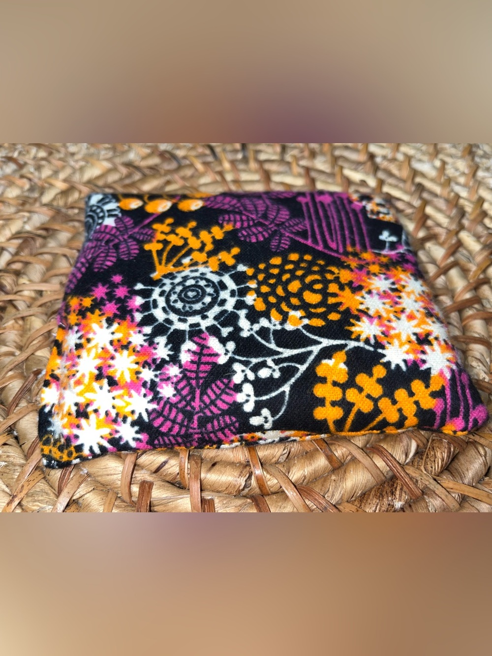 Floral Black, Pink & Mustard Print cotton rice hand warmer